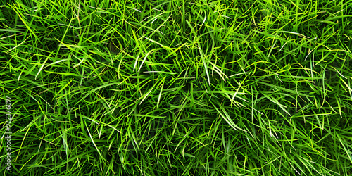 Lush green grass texture creating a vibrant and dense landscape, highlighting the beauty of nature..