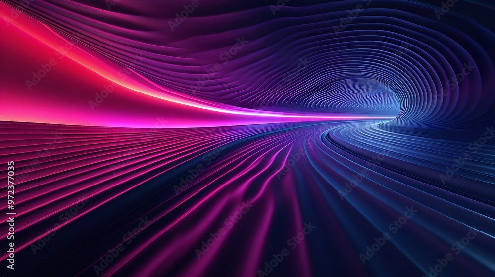 A vibrant tunnel of light featuring waves of pink and blue colors, creating a sense of depth and motion in a digital landscape. A vibrant tunnel of light featuring waves of pink and blue colors, creating a sense of depth and motion in a digital landscape.