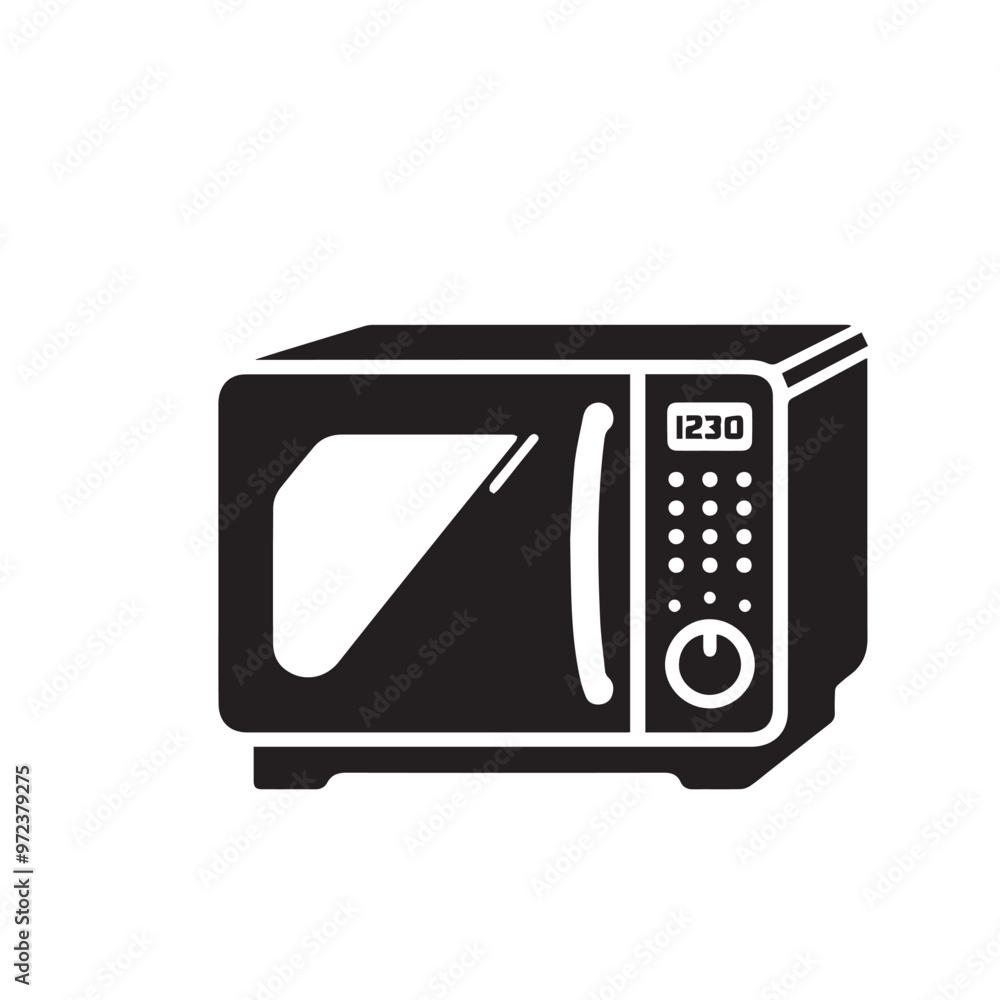 Fototapeta premium Microwave vector silhouette. Microwave vector logo, icon design black and white.