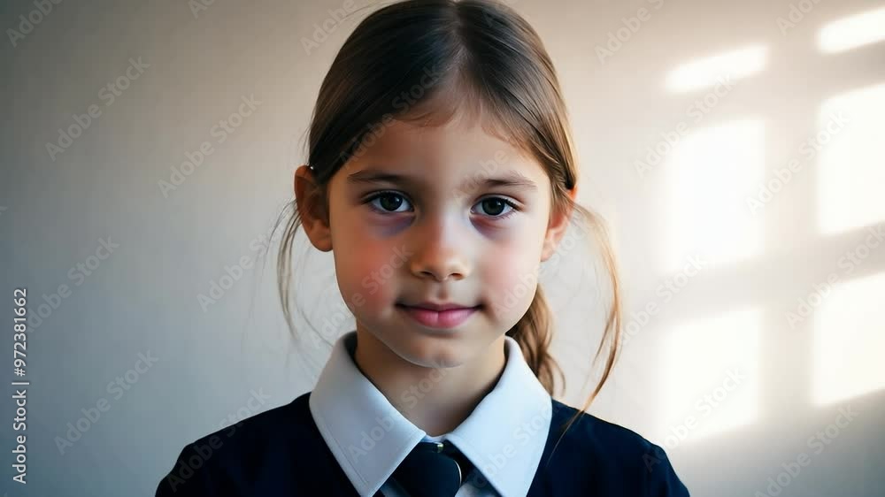 Schoolgirl with braids posing for school photo day Schoolgirl with braids posing for school photo day