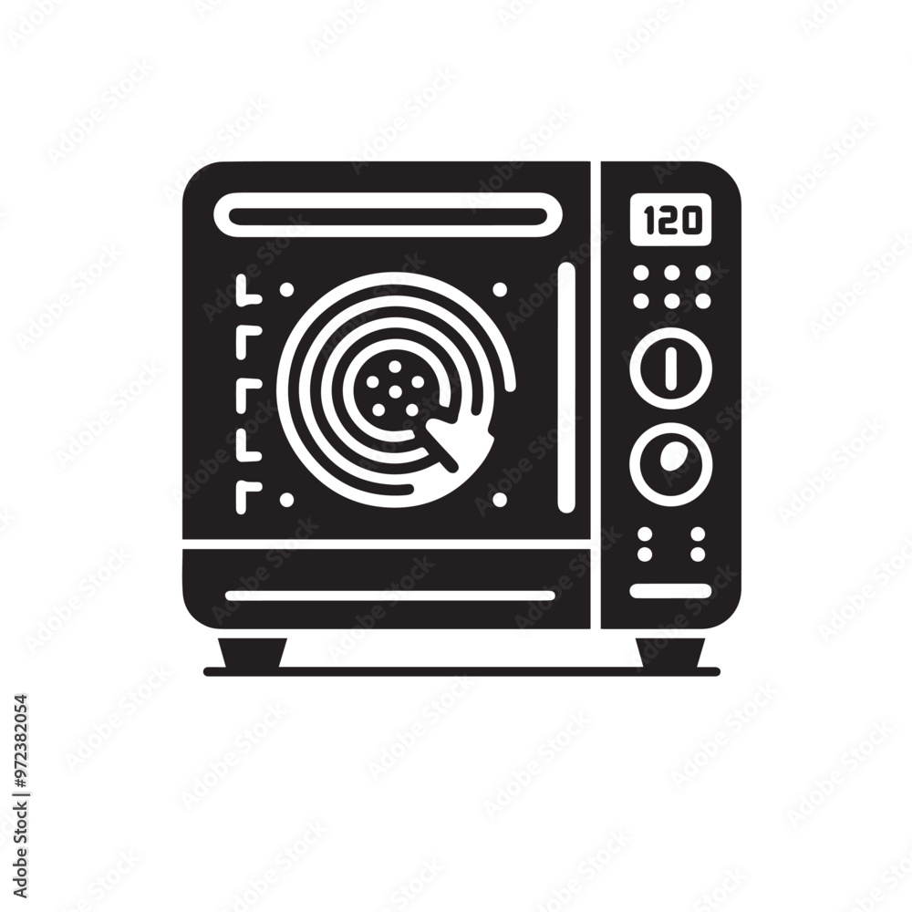 Microwave vector silhouette. Microwave vector logo, icon design black and white.