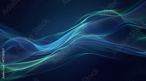 Abstract fluid waves in shades of blue and green, creating a soothing and modern background for various design projects. Product presentation background.