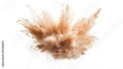 Brown Powder Explosion Isolated on White Background