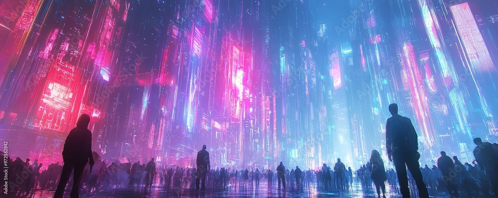 custom made wallpaper toronto digitalAI-controlled metropolis, digital architecture, futuristic society, neon holograms