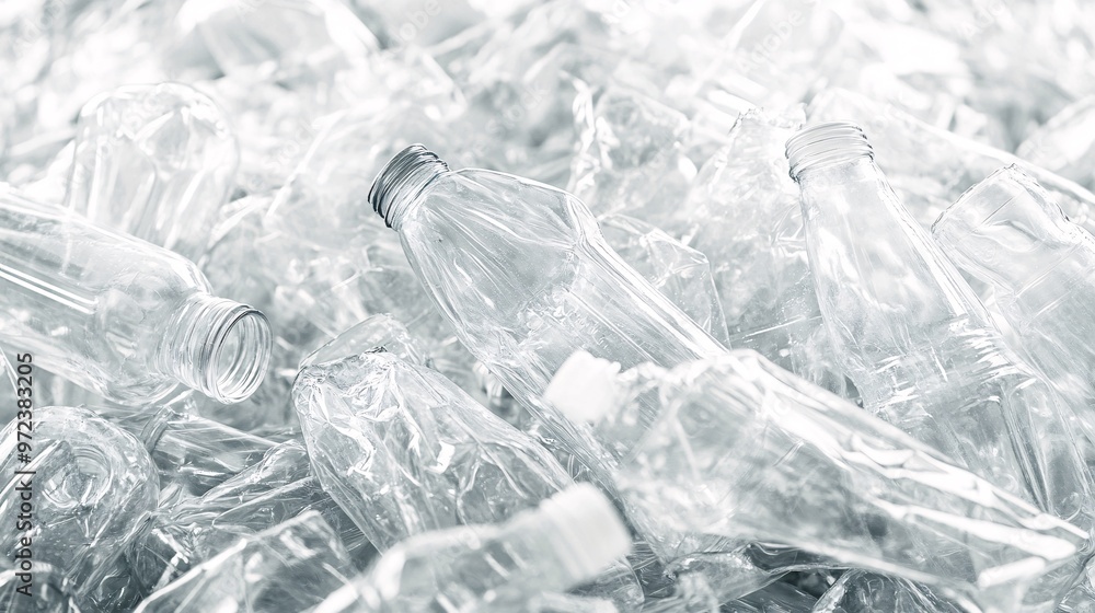 68. Pile of empty plastic PET bottles, clean and transparent, arranged in a haphazard jumble. The image focuses on the textures and forms of the bottles, suitable for recycling themes 68. Pile of empty plastic PET bottles, clean and transparent, arranged in a haphazard jumble. The image focuses on the textures and forms of the bottles, suitable for recycling themes