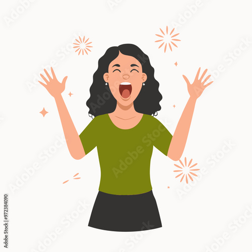 Woman Expressing Intense Joy