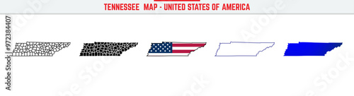 Tennessee Map with editable stroke icon. Tennessee USA State thin line icon, Tennessee map vector illustration, Tennessee, TN silhouette vector map