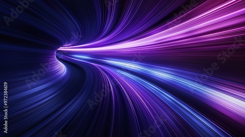 Abstract light trails in vibrant colors creating a dynamic sense of movement and energy. Ideal for technology and modern design.