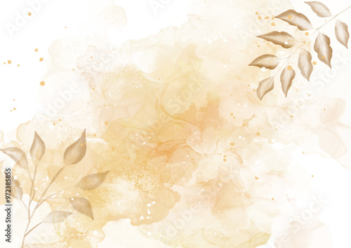 Autumn themed hand painted floral watercolour background design