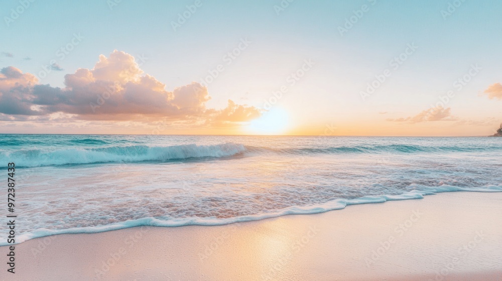 custom made wallpaper toronto digitalA calm beach with gentle waves lapping against the shore, with pastel skies during a peaceful sunset