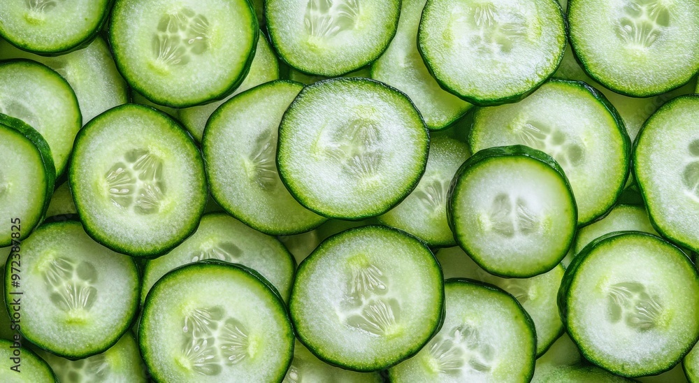 Top view of cucumber slices a fresh and healthy Top view of cucumber slices a fresh and healthy