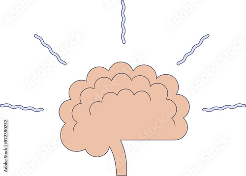 Illustration of a brain with swirling lines, symbolizing stress relief and mental calm.