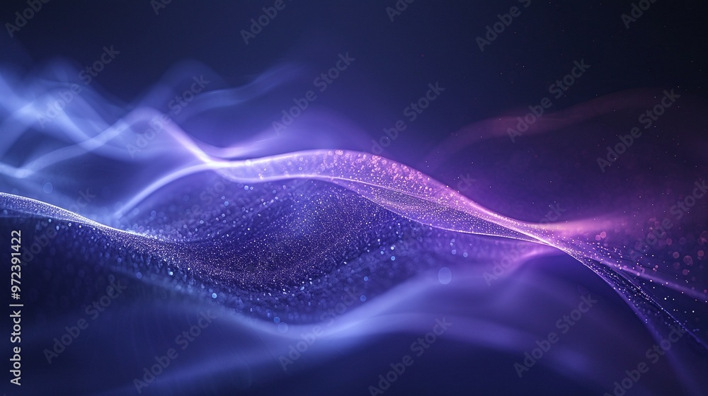 Fototapeta premium Abstract waves in vibrant purple and blue hues, creating a mesmerizing visual experience of motion and light. Product presentation background.