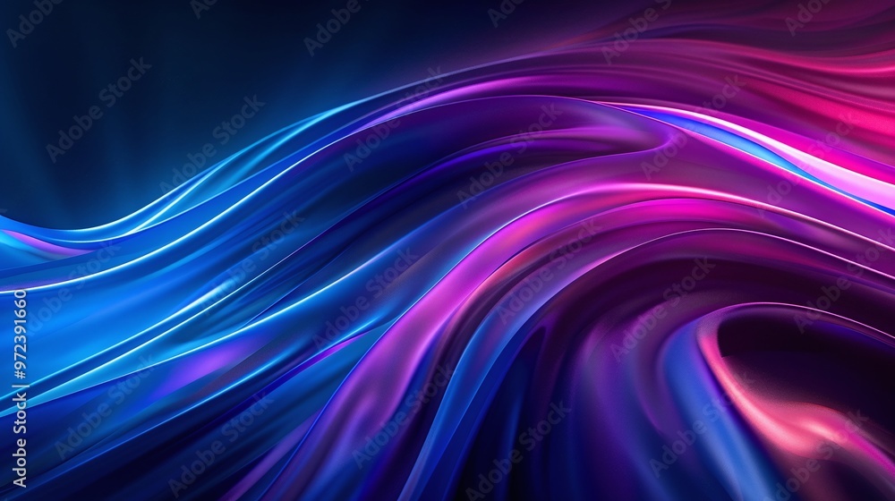 Naklejka premium Abstract waves of blue and pink light create a mesmerizing visual effect, suitable for backgrounds and design projects.