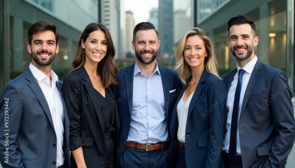 Professional Group Portrait of Business Team in Urban Setting Professional Group Portrait of Business Team in Urban Setting