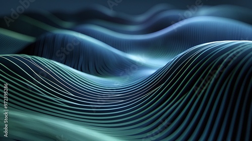An abstract representation of flowing waves with smooth contours, showcasing a blend of colors and dynamic patterns. Product presentation background.