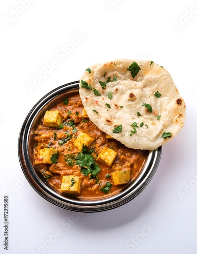 Indian Paneer Curry with Naan Bread