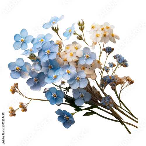 Isolated pressed Forget-Me-Not flower