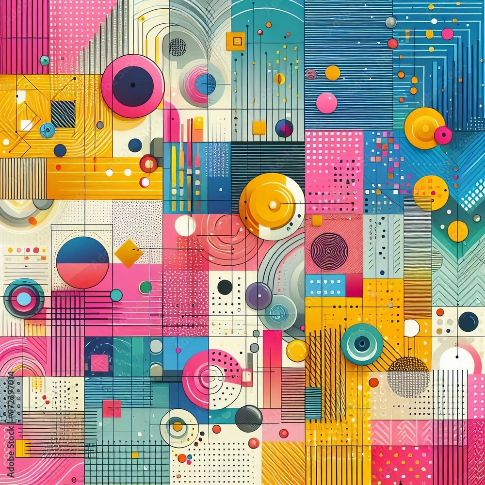 Obraz premium Bright Colorful Background with Geometric Elements