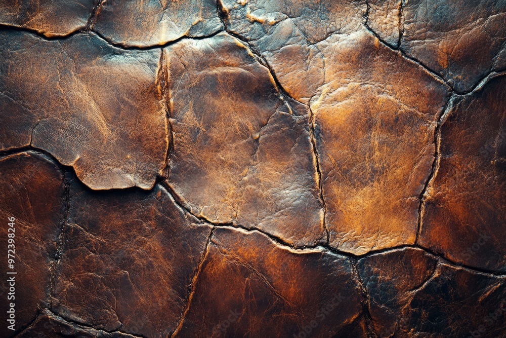 Close-Up of Cracked Brown Leather Texture Close-Up of Cracked Brown Leather Texture