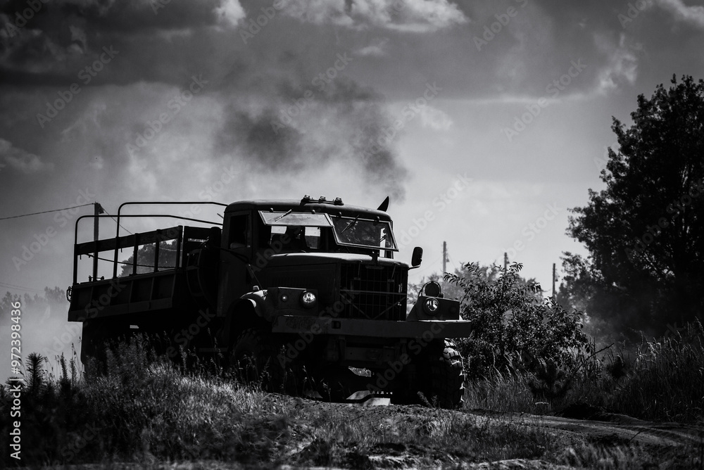 Obraz premium MILITARY VEHICLE - Old Russian truck at the shows of military enthusiasts