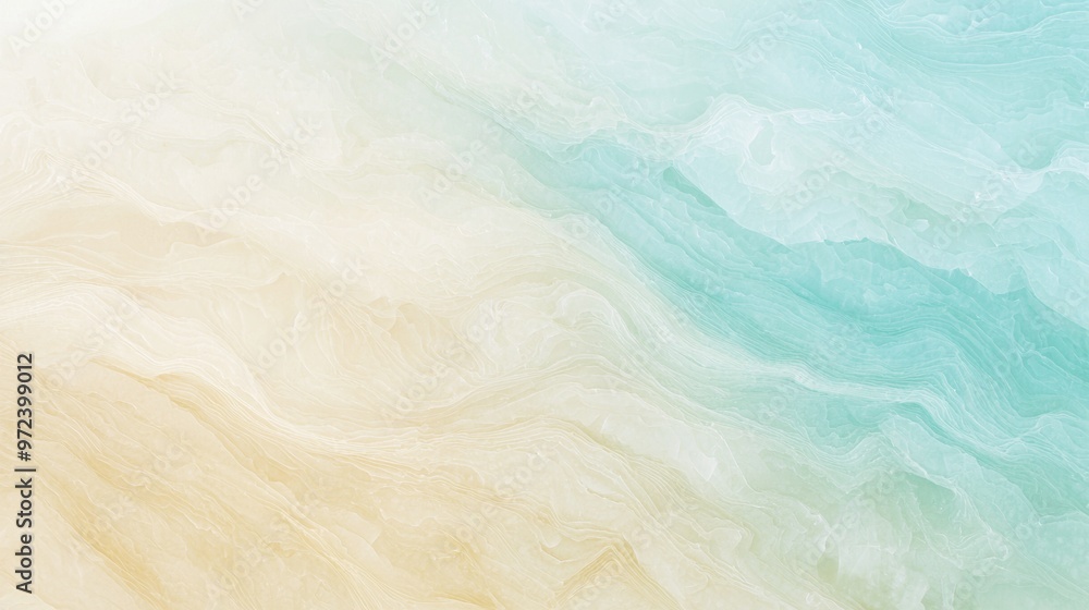 Obraz premium Abstract background resembling fluid acrylic paint mixing in swirls of turquoise and beige, perfect for a design element evoking nature