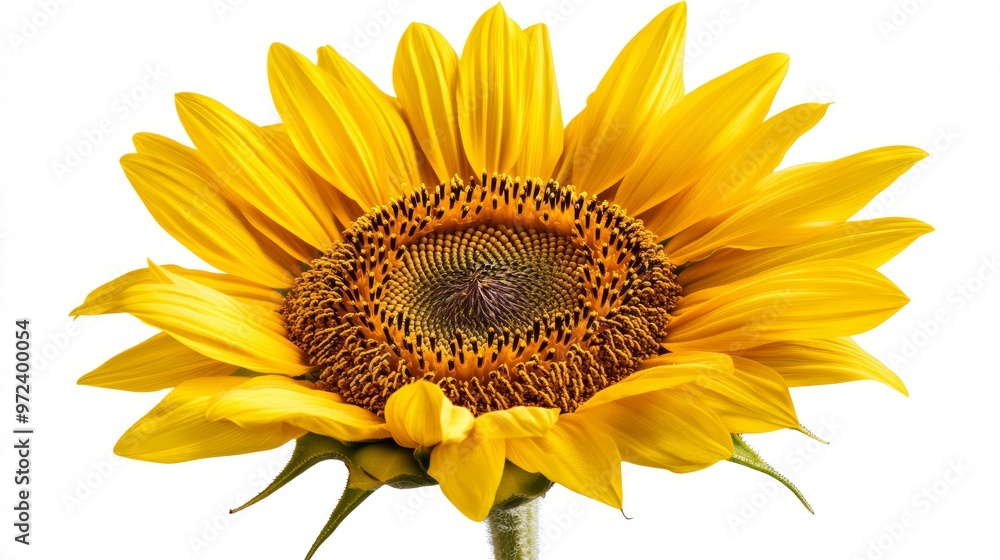 Naklejka premium Bright Yellow Sunflower Isolated on White Background