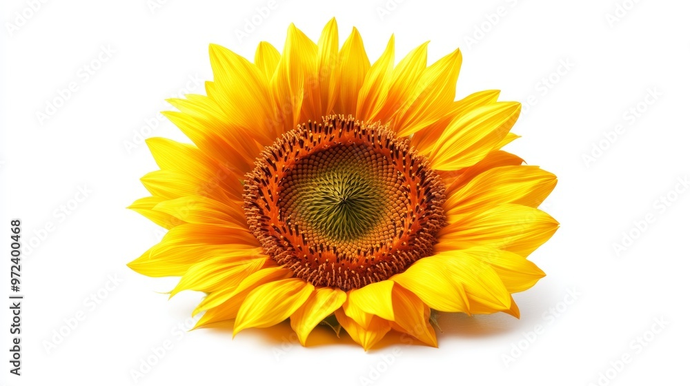 Fototapeta premium Close Up of a Bright Yellow Sunflower on White Background