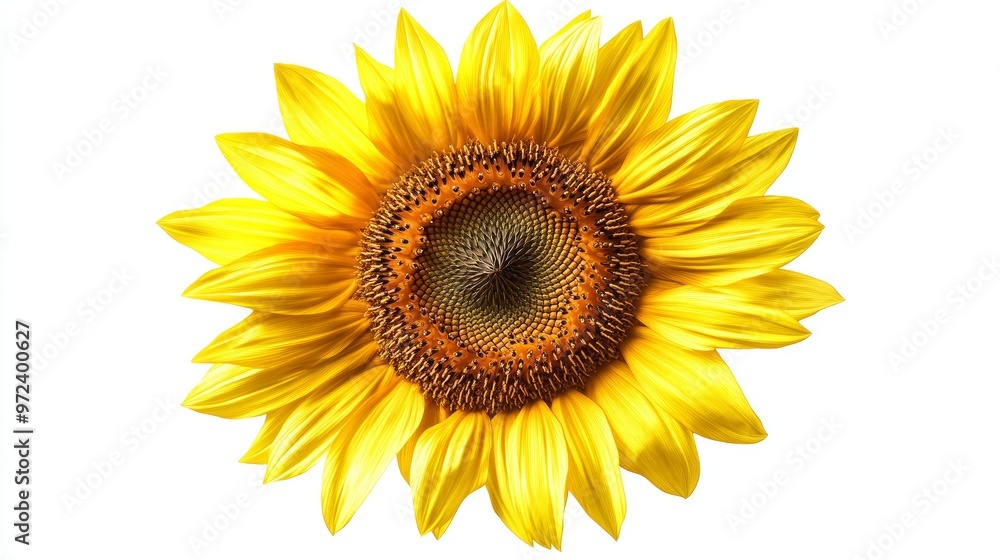 Obraz premium Closeup of Bright Yellow Sunflower Isolated on White Background