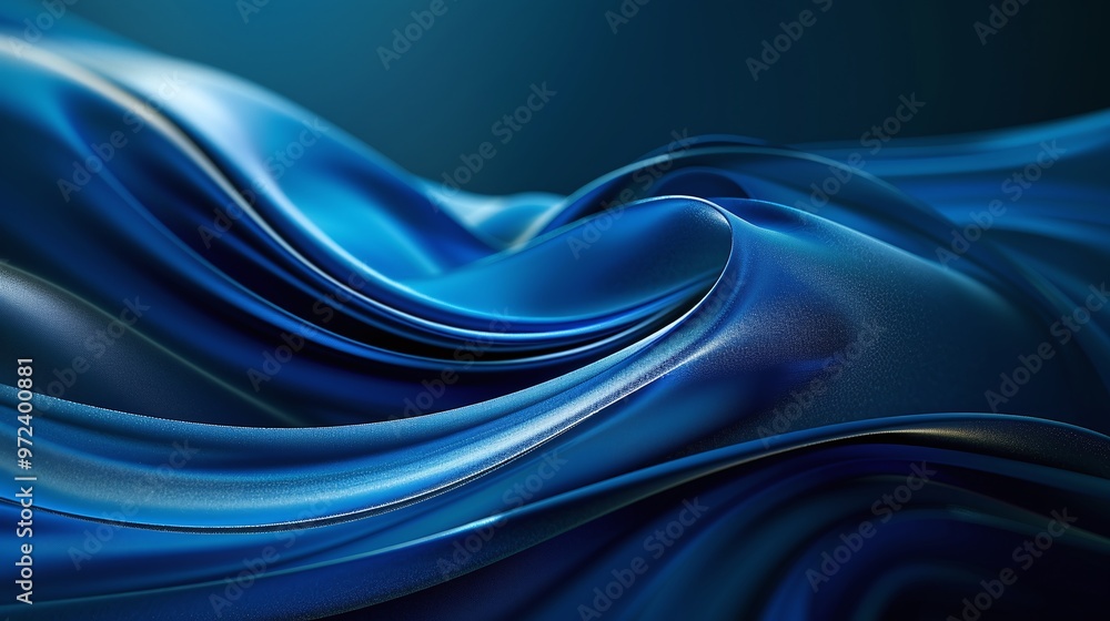 Fototapeta premium Elegant blue fabric waves create a serene and dynamic visual effect, perfect for backgrounds or artistic projects.