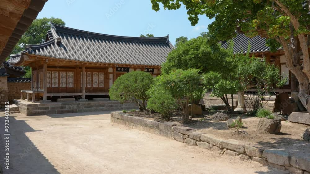 Korean Traditional Houses or Hanok Exterior and Courtyard at Gyeongju City, South Korea Korean Traditional Houses or Hanok Exterior and Courtyard at Gyeongju City, South Korea
