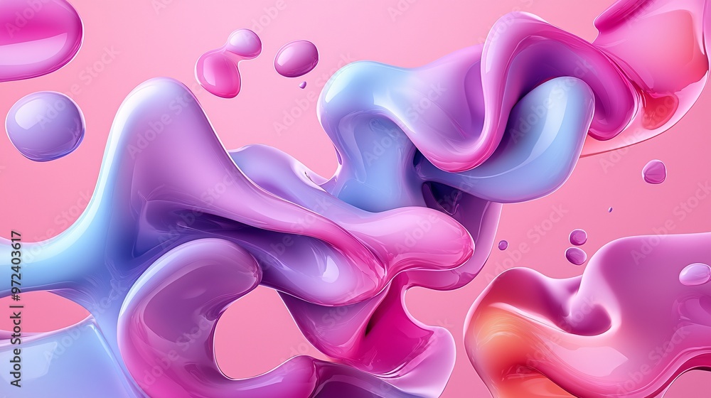 An abstract art piece with liquid 3D effects, where shapes and letters seem to melt and blend into one another, An abstract art piece with liquid 3D effects, where shapes and letters seem to melt and blend into one another,