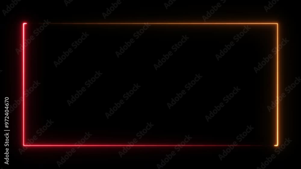 Neon Border Frame Background In red And orange color. 4K motion animation.