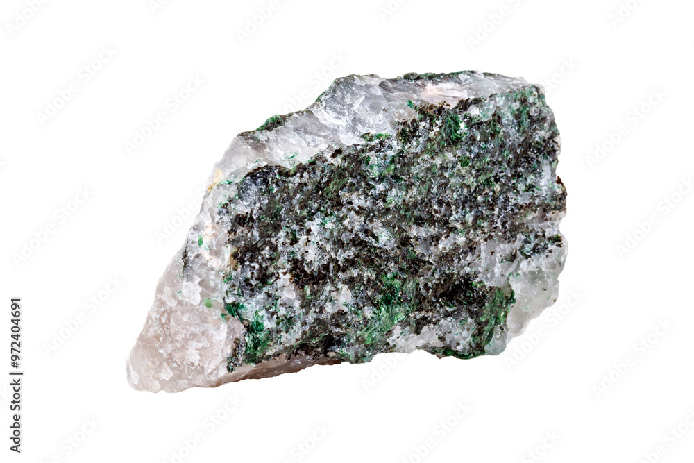 Fuchsite mineral stone on a white background close up. Fuchsite mineral stone on a white background close up.