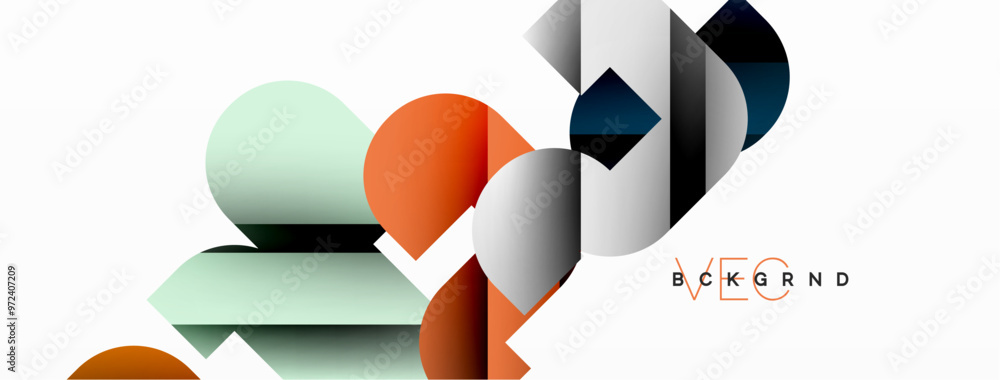 Abstract background. Colorful geometric curve shapes with black shadow lines effects Abstract background. Colorful geometric curve shapes with black shadow lines effects