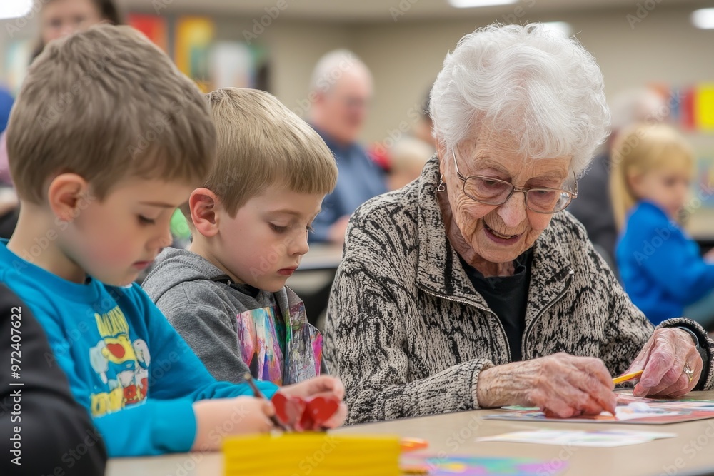 Seniors Teaching Art Classes to Children, Fostering Creativity and Friendship. Seniors Teaching Art Classes to Children, Fostering Creativity and Friendship.