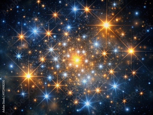 A mesmerizing cluster of twinkling stars shines brightly in the dark, with varying sizes and intensities, creating a