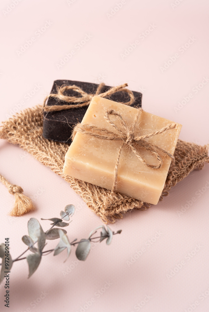 Handcraft organic soap bars and jute washcloth Handcraft organic soap bars and jute washcloth