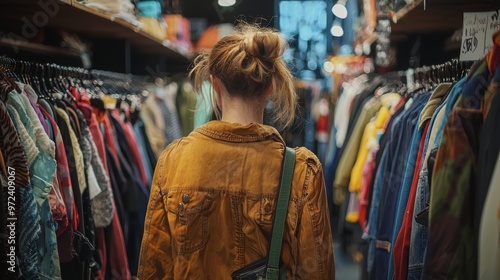Wallpaper Mural Woman Shopping for Clothing in a Store Generative AI Torontodigital.ca