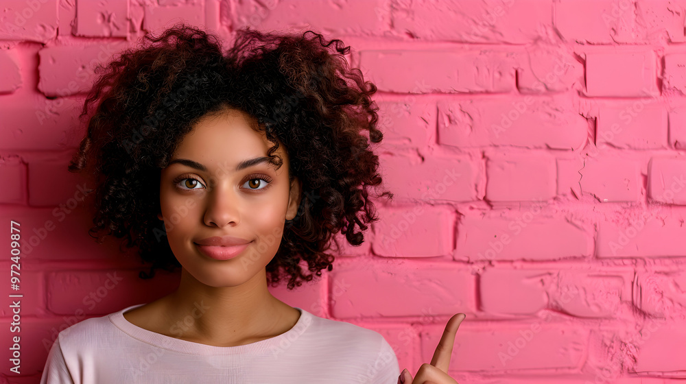 Young African American Curly Woman Isolated Smilin Young African American Curly Woman Isolated Smilin