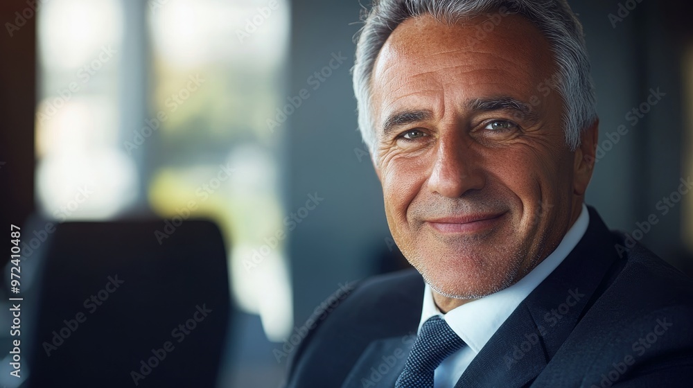 Brightly Smiling Senior Businessman in Boardroom Under Soft Natural Light - Hyper-Realistic Portrait Brightly Smiling Senior Businessman in Boardroom Under Soft Natural Light - Hyper-Realistic Portrait