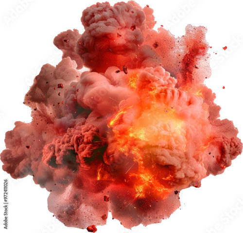 orange particle explosion effect cloud isolated on transparent background