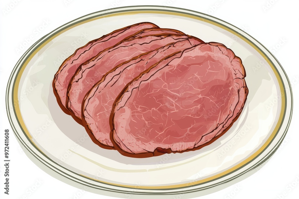 Vivid Flat Design Top View of Corned Beef Cuisine Animation. Vivid Flat Design Top View of Corned Beef Cuisine Animation.