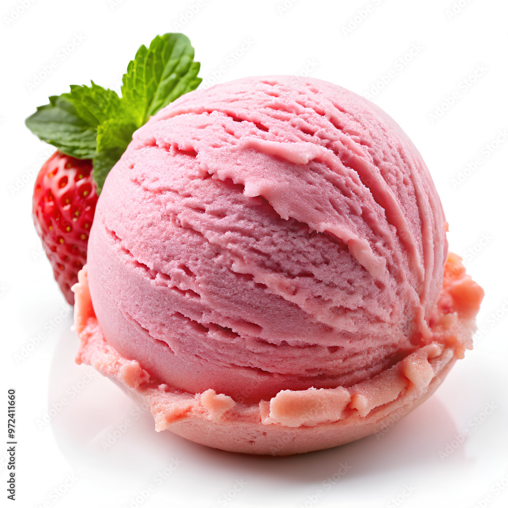 Strawberry Ice cream scoop isolated on white Strawberry Ice cream scoop isolated on white