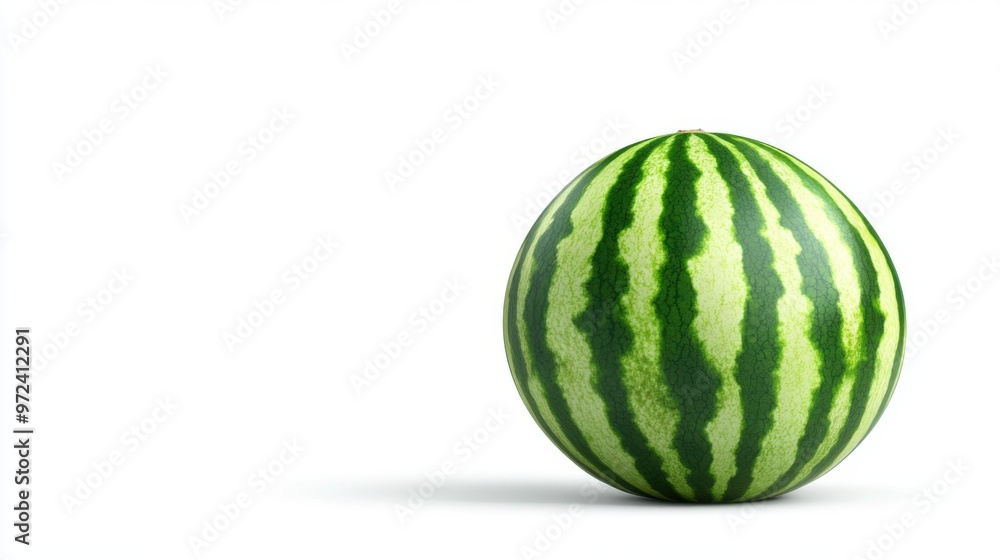 Fresh watermelon with vibrant green stripes, perfect for summer and nutritious snacking. Ideal for food-related projects. Fresh watermelon with vibrant green stripes, perfect for summer and nutritious snacking. Ideal for food-related projects.