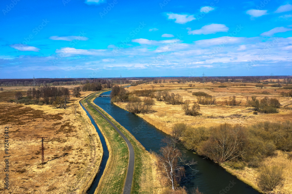 Luftbild - Spreewald im Frühling zwischen Lübbenau und Lübben, der Gurkenradweg Luftbild - Spreewald im Frühling zwischen Lübbenau und Lübben, der Gurkenradweg