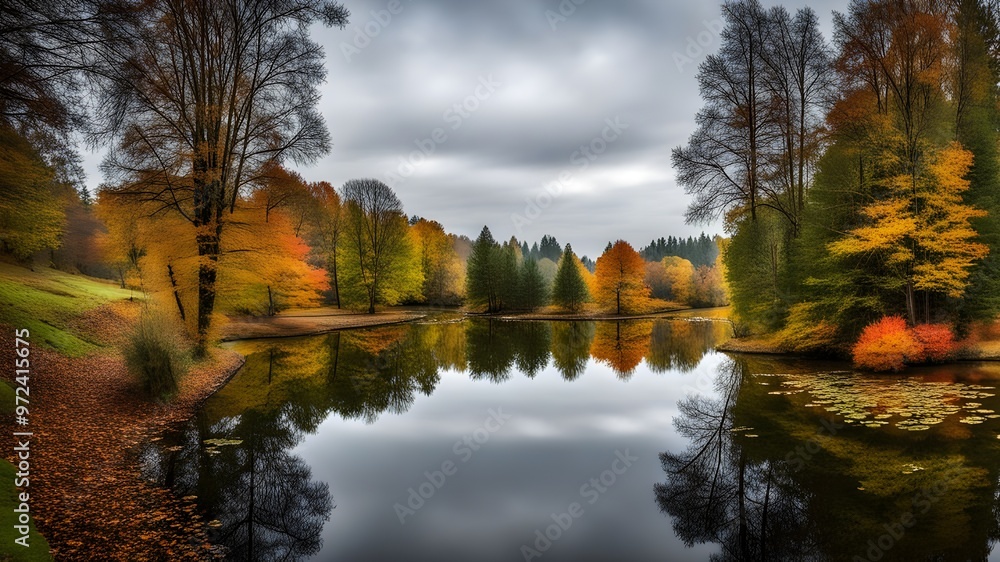 pond with autumn pond with autumn
