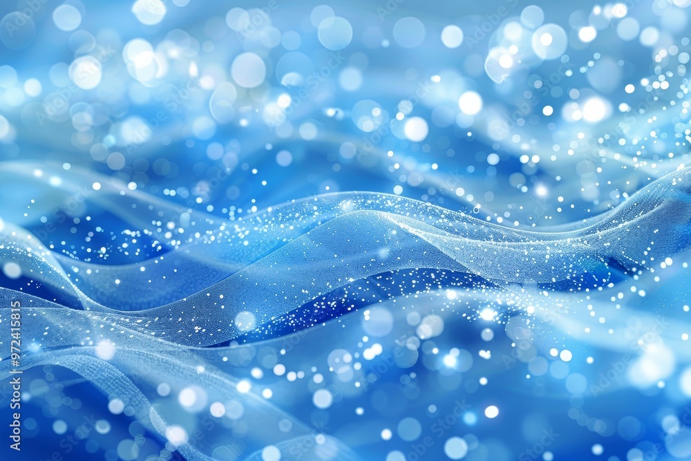 Blue Digital Particles Forming Waves in a Futuristic Technology Concept. Blue Digital Particles Forming Waves in a Futuristic Technology Concept.