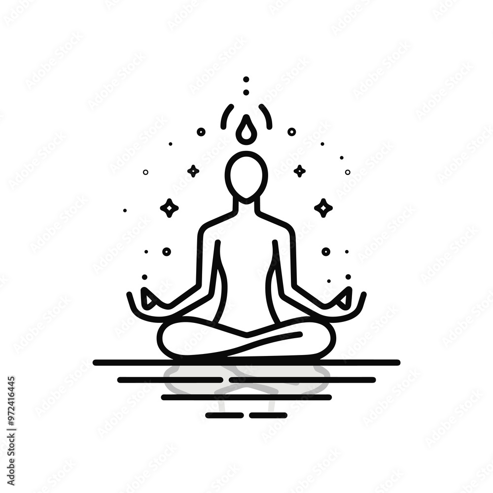 Yoga line icon. Meditation in lotus position. Vector illustration Yoga line icon. Meditation in lotus position. Vector illustration