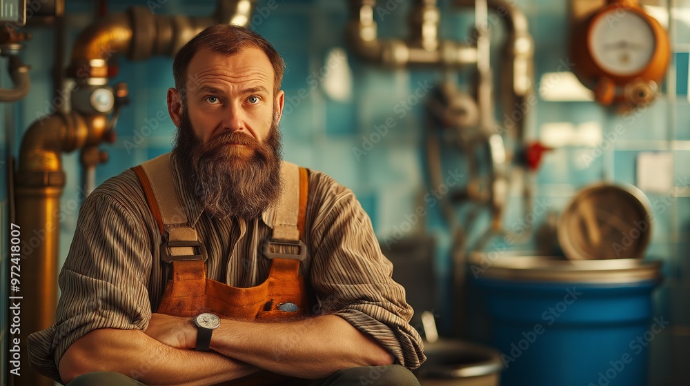 Confident craftsman standing in a well-equipped workshop. Professional artisan with tools and equipment. Confident craftsman standing in a well-equipped workshop. Professional artisan with tools and equipment.